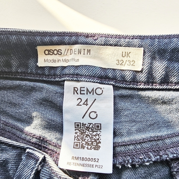 ASOS Remo High Rise jeans medium wash front seam frayed hem Size 32 - Picture 5 of 7